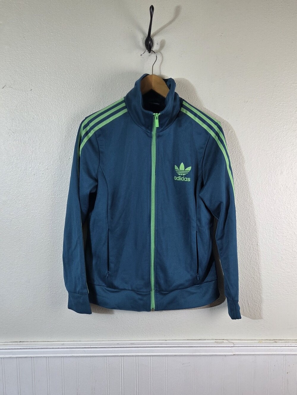 Adidas Originals Womens Tropical Track Jacket Large Blue Green Trefoil Athletic